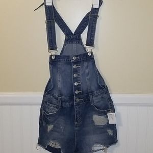 rue21 Harmony and Havoc Bib Overall Jean Shorts